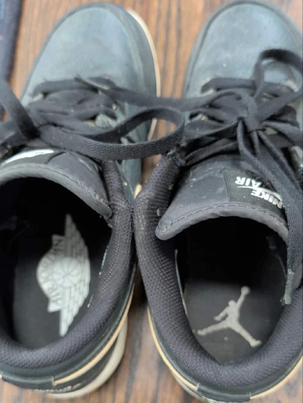 Jordan Men’s Black and White Low-Top Sneakers with Wings Logo